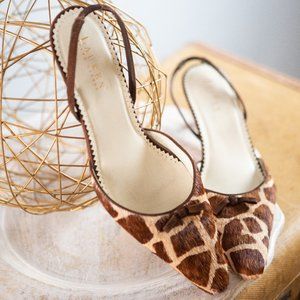 Vintage Ralph Lauren Giraffe Print Sling Backs 9B